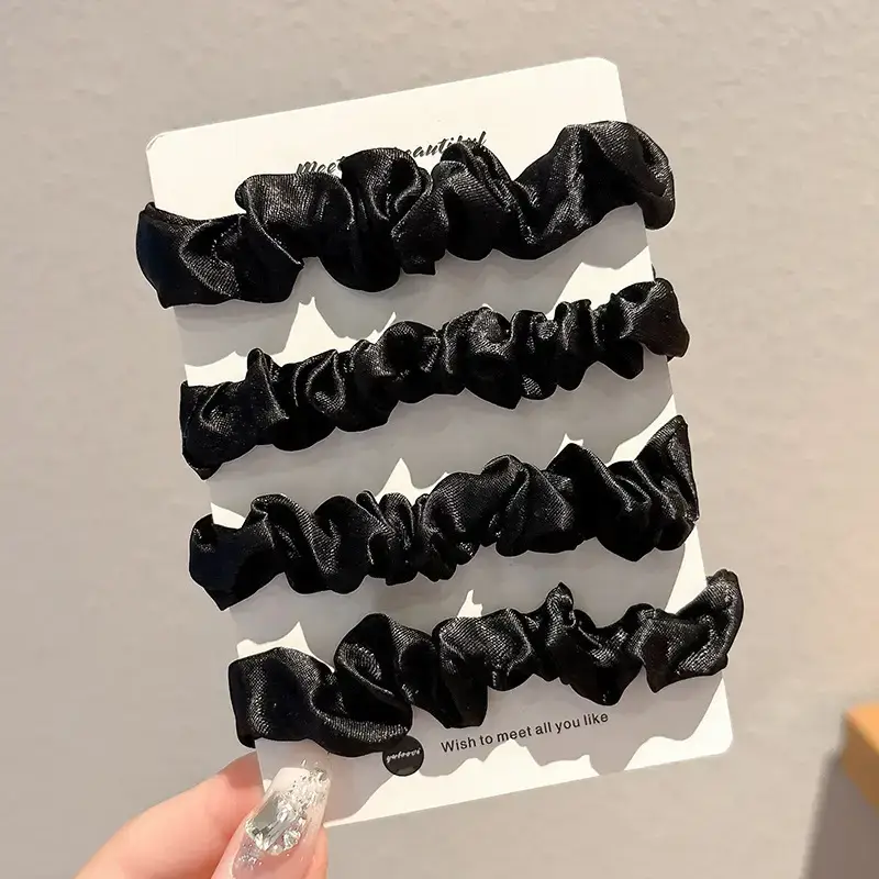 Black Rubber Band Hair Tie for Girls, 20 Pcs, High Ponytail, Leather Case - Image 37