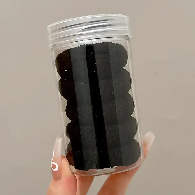 Black Rubber Band Hair Tie for Girls, 20 Pcs, High Ponytail, Leather Case - Image 45