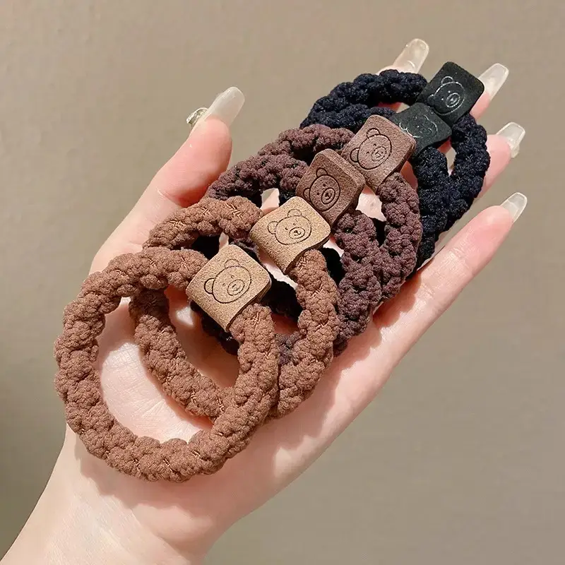 Black Rubber Band Hair Tie for Girls, 20 Pcs, High Ponytail, Leather Case - Image 7