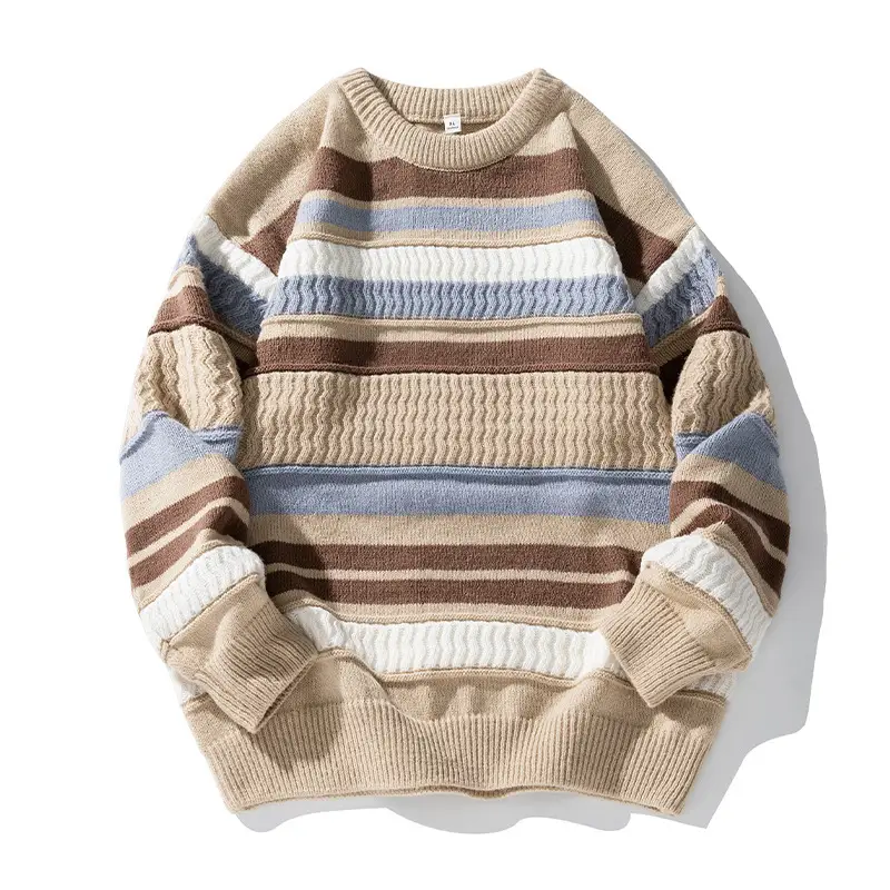 Tan Knit Cardigan Sweater for Men - Image 16