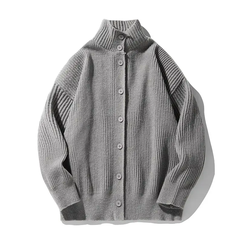 Tan Knit Cardigan Sweater for Men - Image 20
