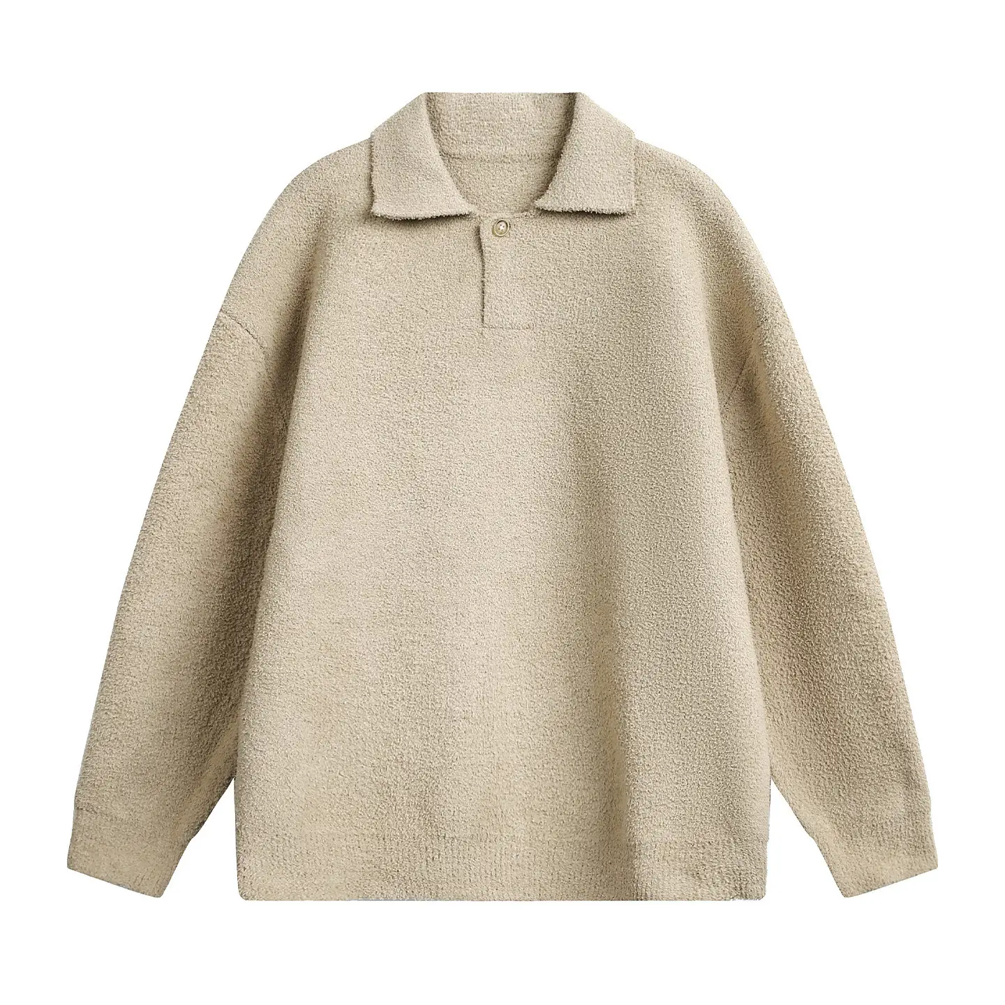 Tan Knit Cardigan Sweater for Men - Image 2