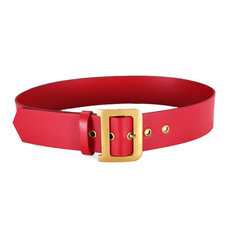 Red Vintage Genuine Leather Belt for Women - Image 2