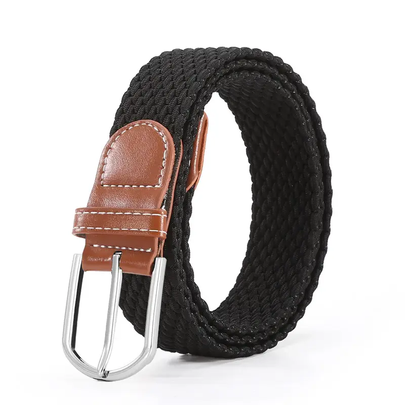 Ladies Canvas Belt with Leather Strap & Metal Buckle