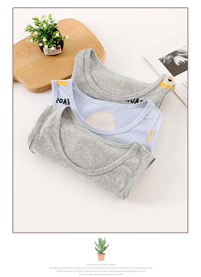 Children's Cotton Lion Print Vest Set Grey Blue — feature 17