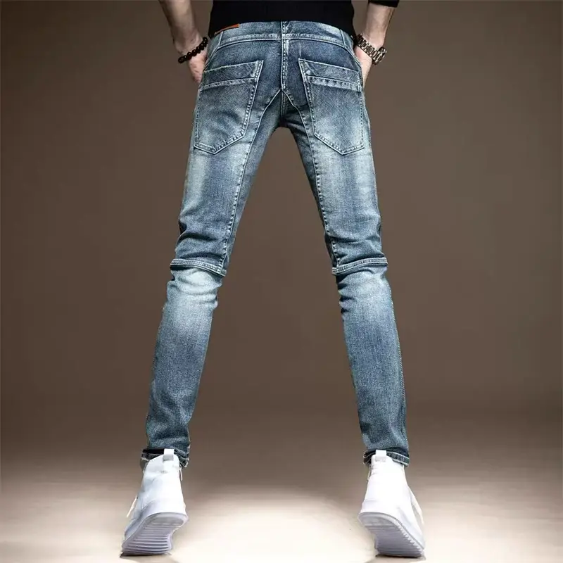 Men Slim Fit Biker Jeans Skinny White Sneakers — feature 6