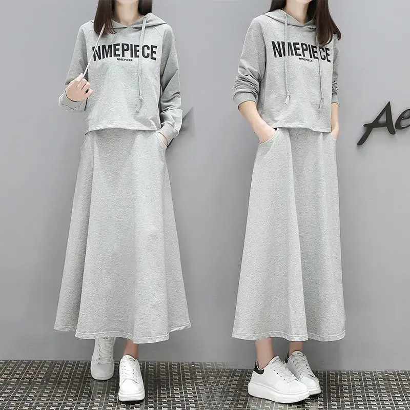Women Long Sweater Dress Grey Loose Fit Large - Image 10