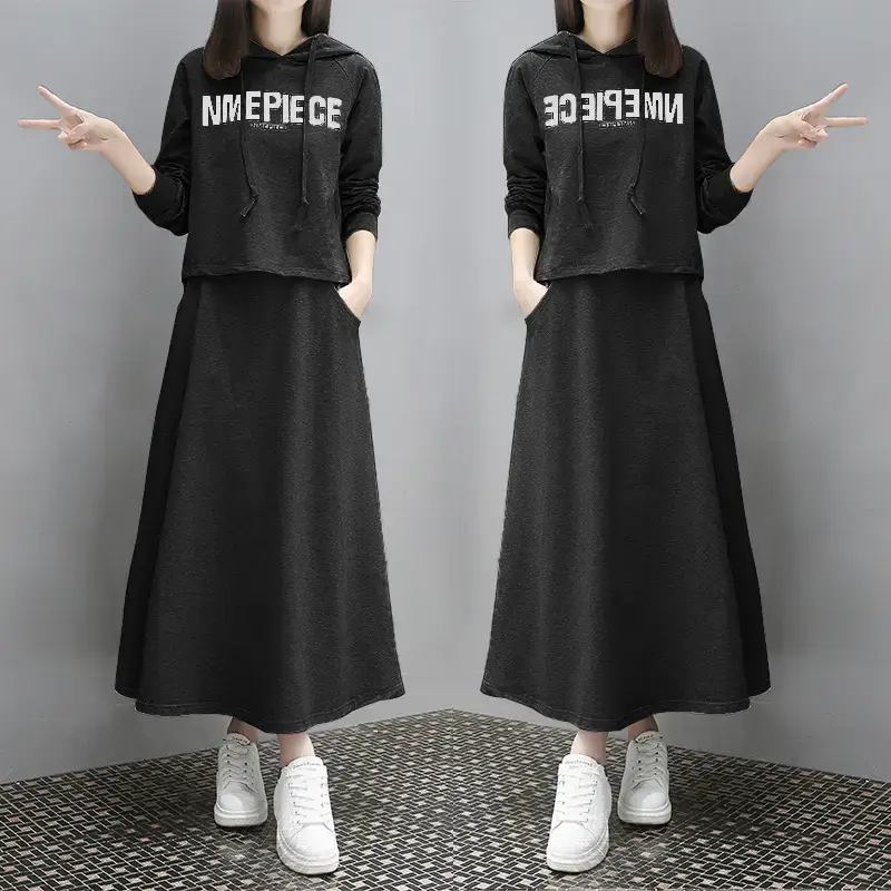 Women Long Sweater Dress Grey Loose Fit Large - Image 11