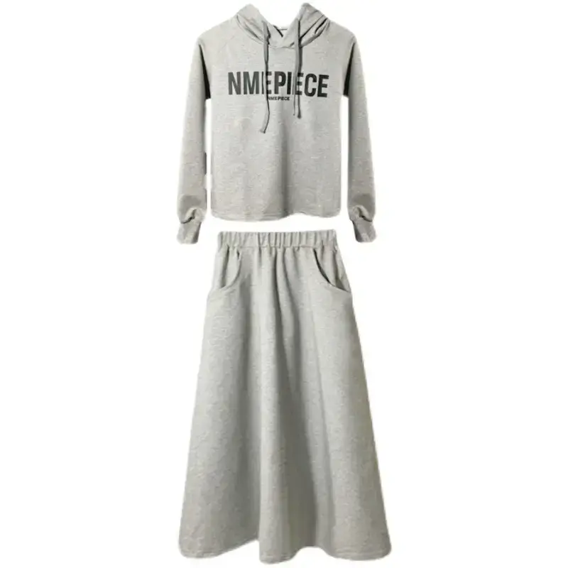 Women Long Sweater Dress Grey Loose Fit Large - Image 12