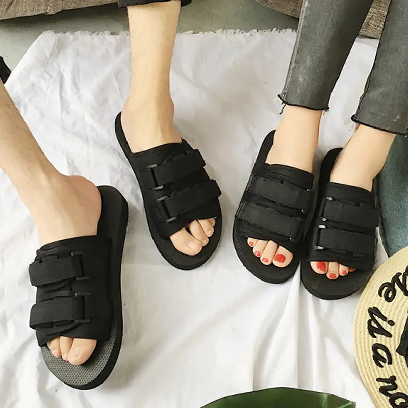 Summer Slippers Velcro Couple Slippers Outdoor Non-Slip Vietnamese Beach Shoes Outer Wear Sandals Flats Slippers for Men - Image 5