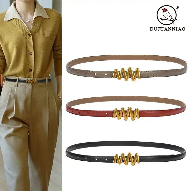 Genuine Leather Waist Chain Belt Light Gray Adjustable Cover - Image 23