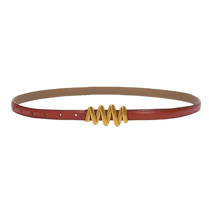 Genuine Leather Waist Chain Belt Light Gray Adjustable Cover - Image 27
