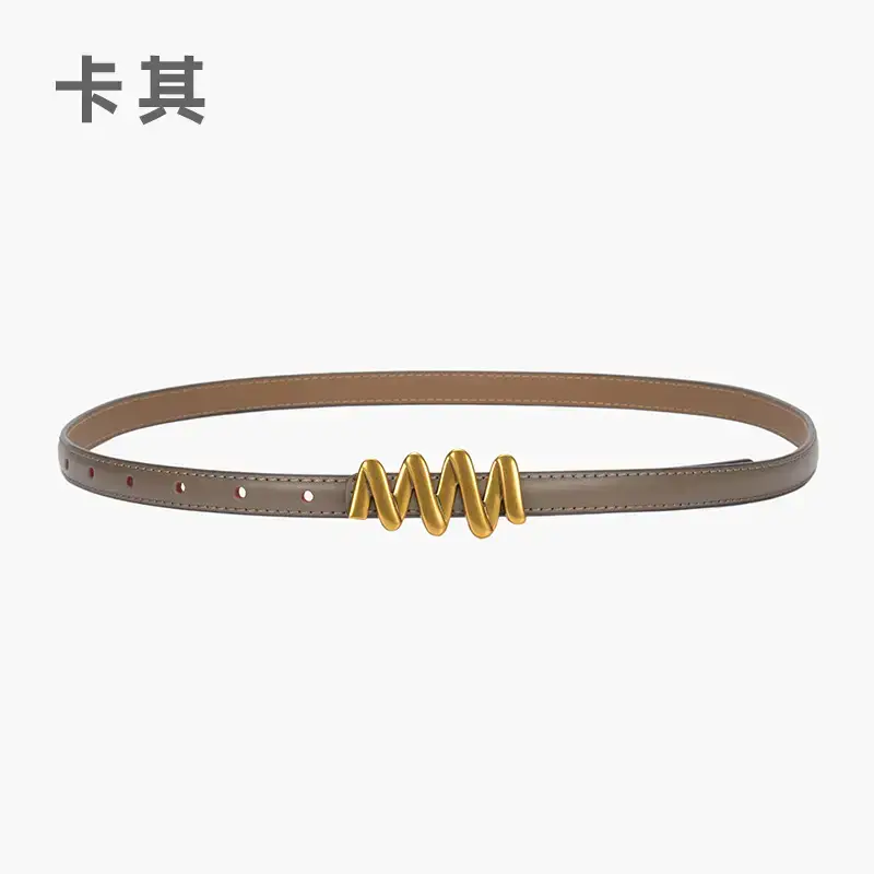 Genuine Leather Waist Chain Belt Light Gray Adjustable Cover - Image 11