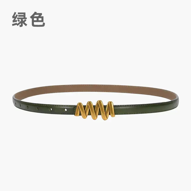 Genuine Leather Waist Chain Belt Light Gray Adjustable Cover - Image 12