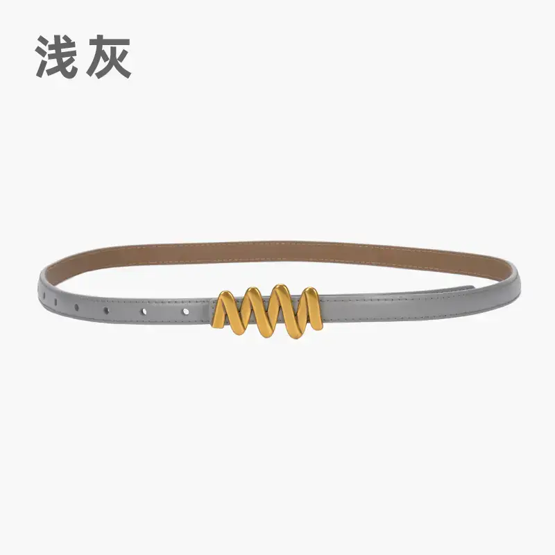 Genuine Leather Waist Chain Belt Light Gray Adjustable Cover - Image 14