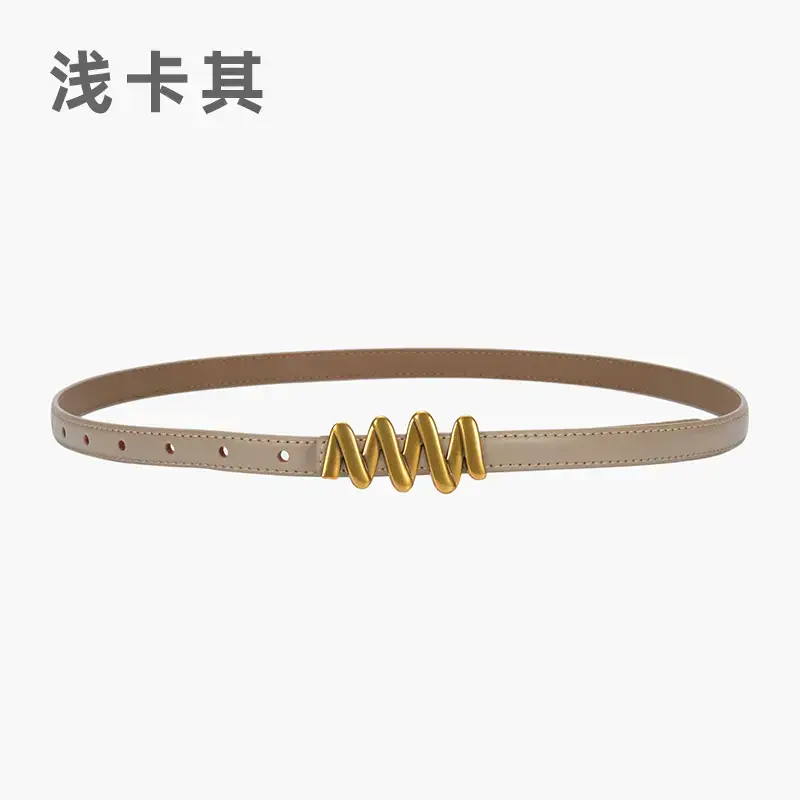 Genuine Leather Waist Chain Belt Light Gray Adjustable Cover - Image 15