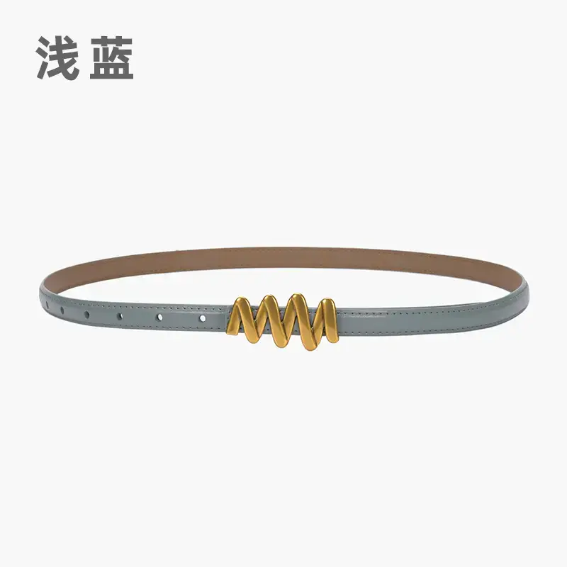 Genuine Leather Waist Chain Belt Light Gray Adjustable Cover - Image 16