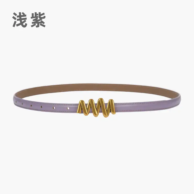 Genuine Leather Waist Chain Belt Light Gray Adjustable Cover - Image 17
