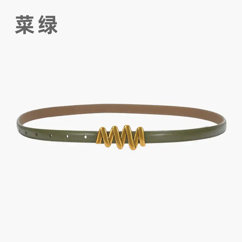 Genuine Leather Waist Chain Belt Light Gray Adjustable Cover - Image 2