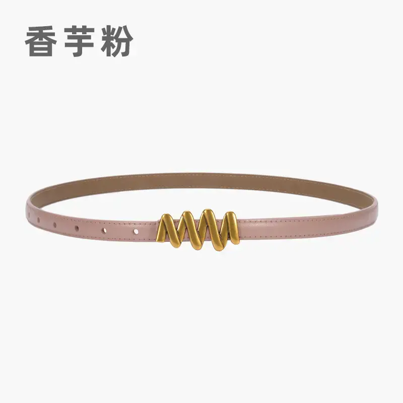 Genuine Leather Waist Chain Belt Light Gray Adjustable Cover - Image 20
