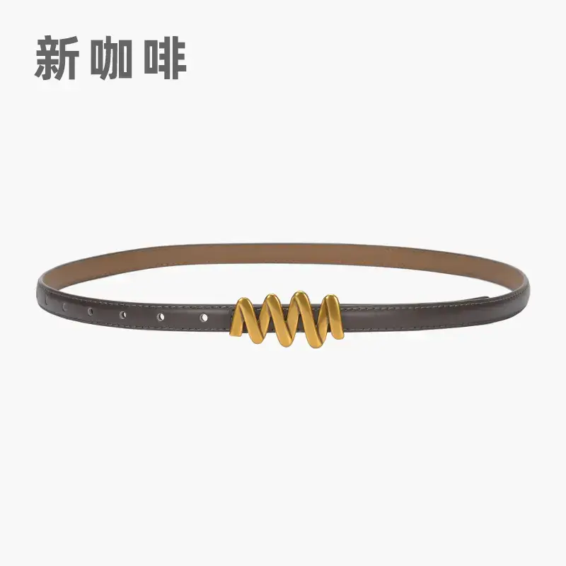 Genuine Leather Waist Chain Belt Light Gray Adjustable Cover - Image 21