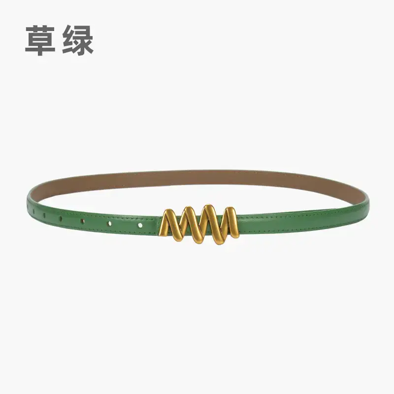 Genuine Leather Waist Chain Belt Light Gray Adjustable Cover - Image 3