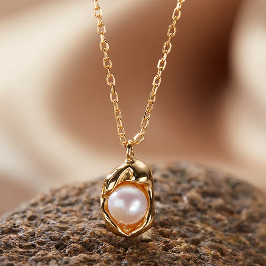 14K Gold Pearl Necklace for Women - Image 3