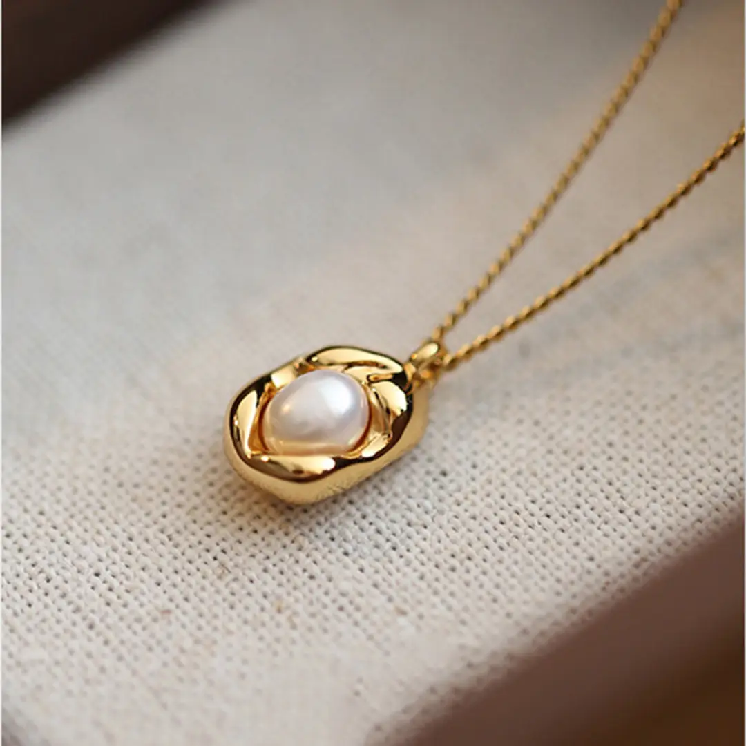 14K Gold Pearl Necklace for Women - Image 4