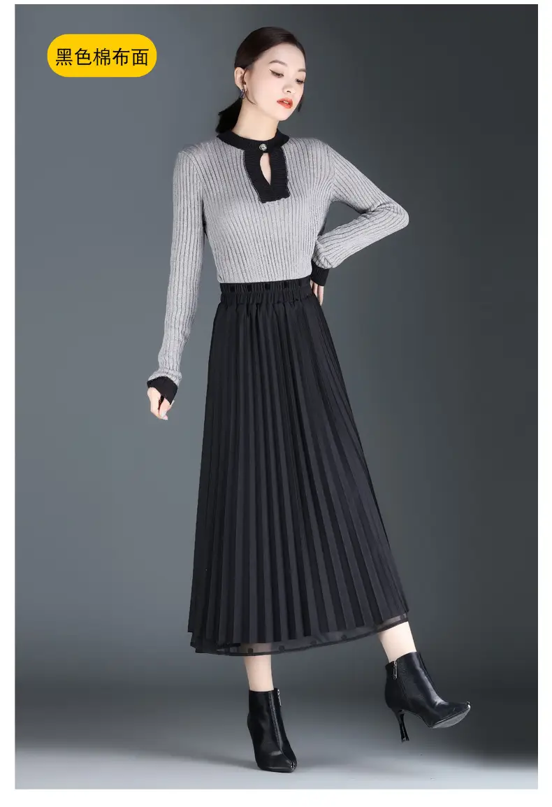 Black Polka Dot Mesh Skirt Double Sided Elastic Waist Large Swing — feature 14