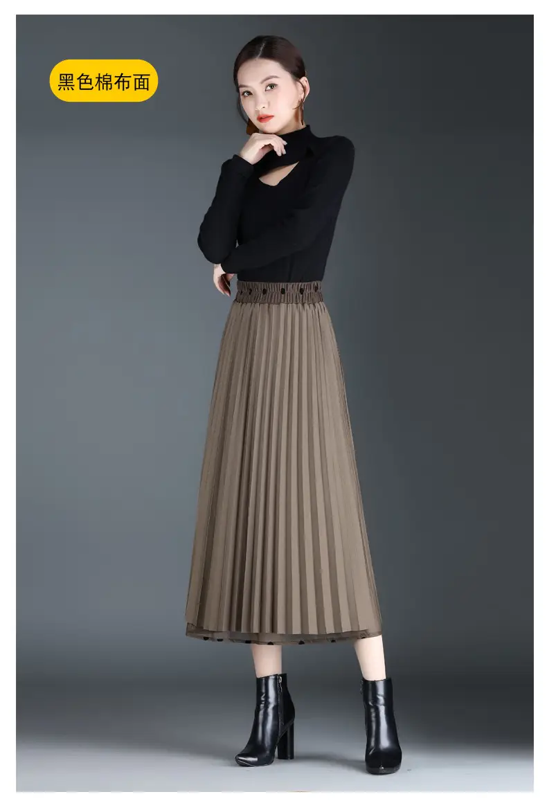 Black Polka Dot Mesh Skirt Double Sided Elastic Waist Large Swing — feature 19