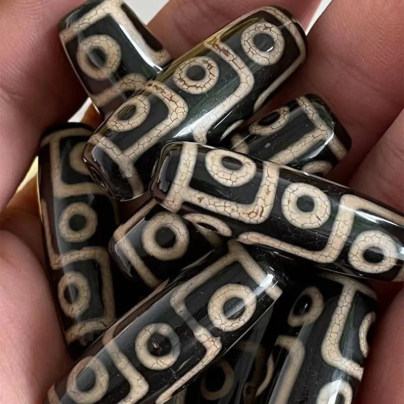 Xizang 40mm Open Weathered Beads Black Nine Eyes - Image 2