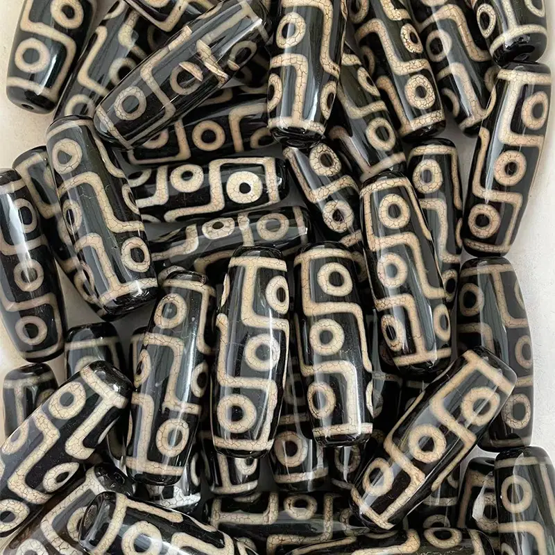 Xizang 40mm Open Weathered Beads Black Nine Eyes - Image 4