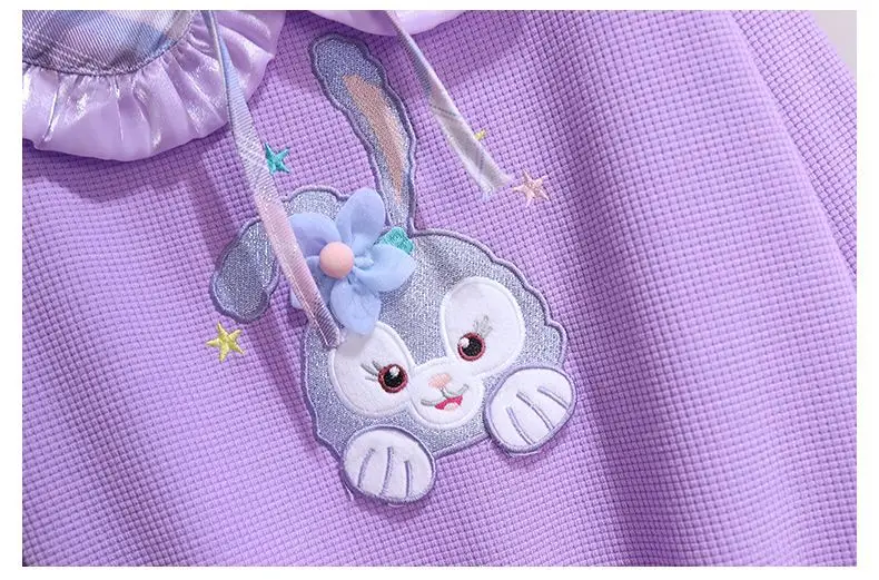 Girls Purple Bunny Hoodie Sweatshirt Set — feature 12