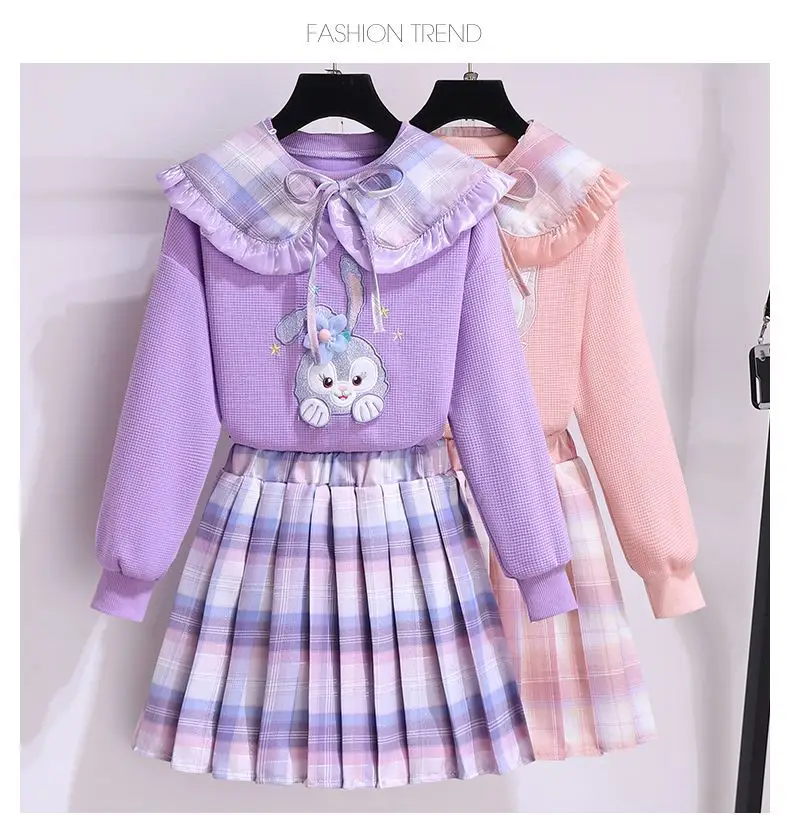 Girls Purple Bunny Hoodie Sweatshirt Set — feature 2