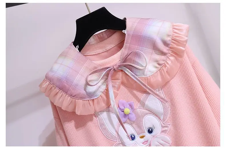 Girls Purple Bunny Hoodie Sweatshirt Set — feature 23