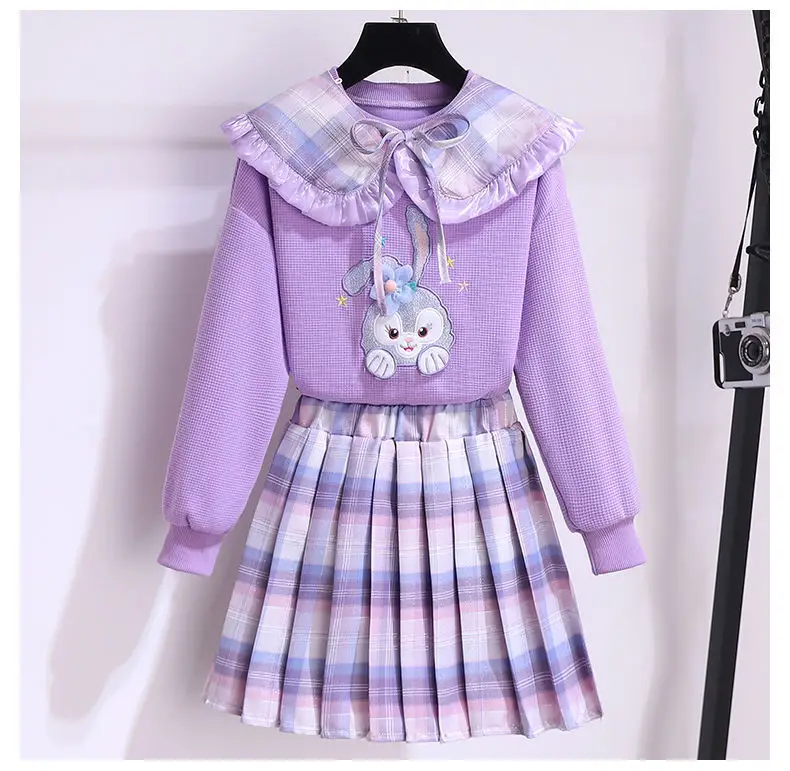 Girls Purple Bunny Hoodie Sweatshirt Set — feature 7