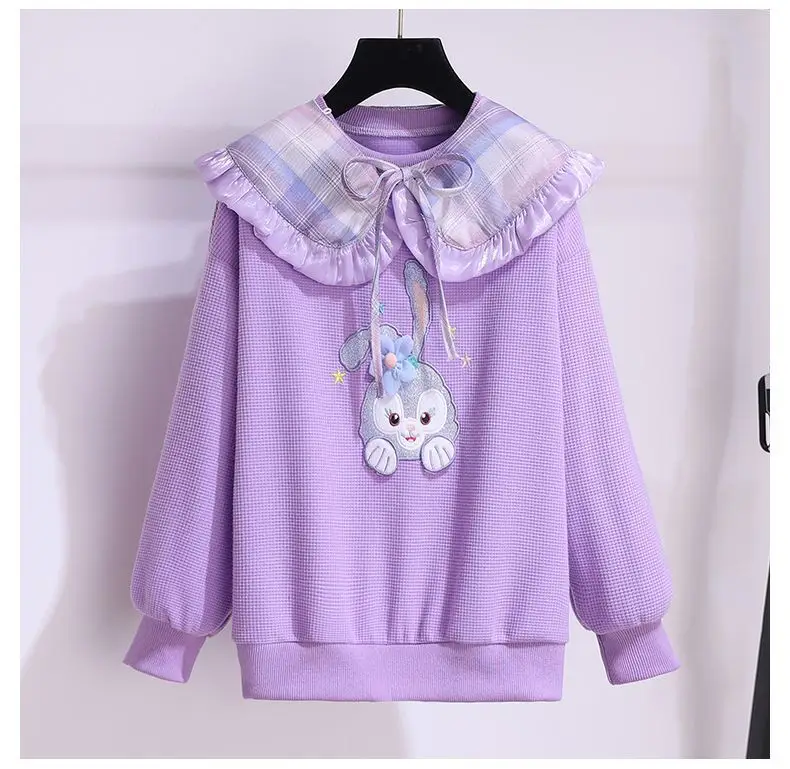 Girls Purple Bunny Hoodie Sweatshirt Set — feature 8