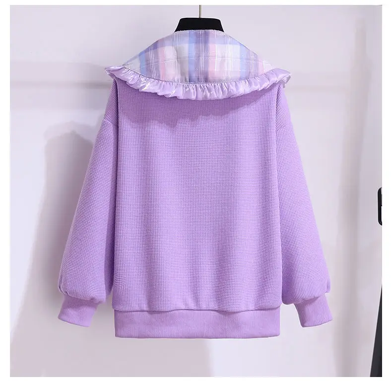 Girls Purple Bunny Hoodie Sweatshirt Set — feature 9