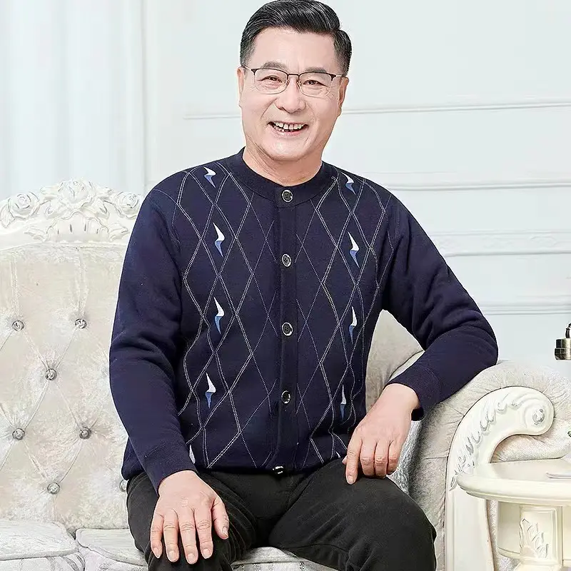 Men Fleece Lined Thermal Cardigan Large Warm Underwear - Image 5