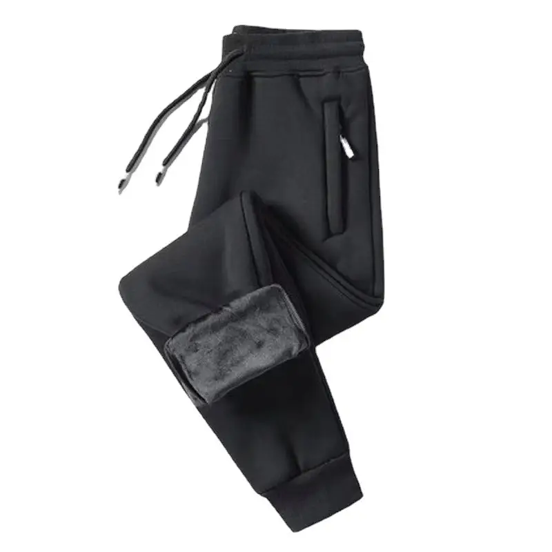 Men Fleece Lined Warm Pants Black Spring Autumn Loose Thickened - Image 19