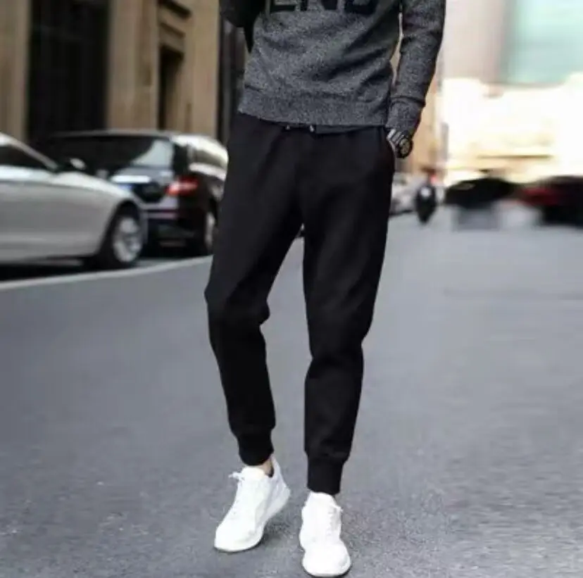 Men Fleece Lined Warm Pants Black Spring Autumn Loose Thickened - Image 13