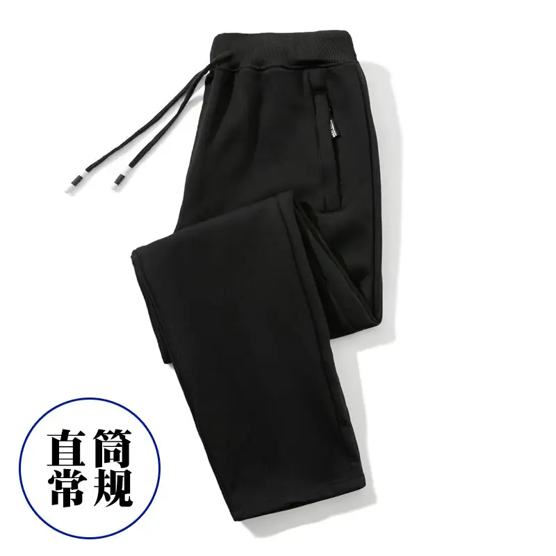 Men Fleece Lined Warm Pants Black Spring Autumn Loose Thickened - Image 7