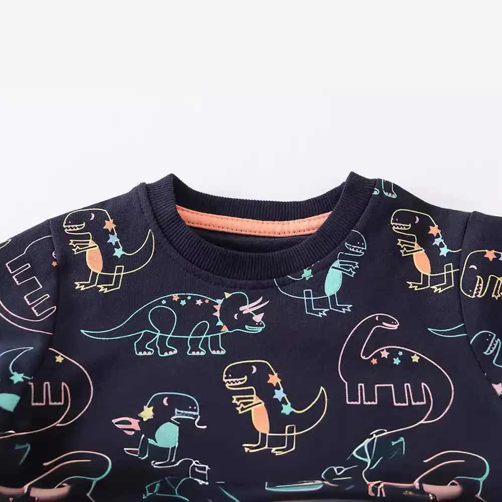 Kids Long Sleeve Cartoon Elephant Sweater Black - Image 2
