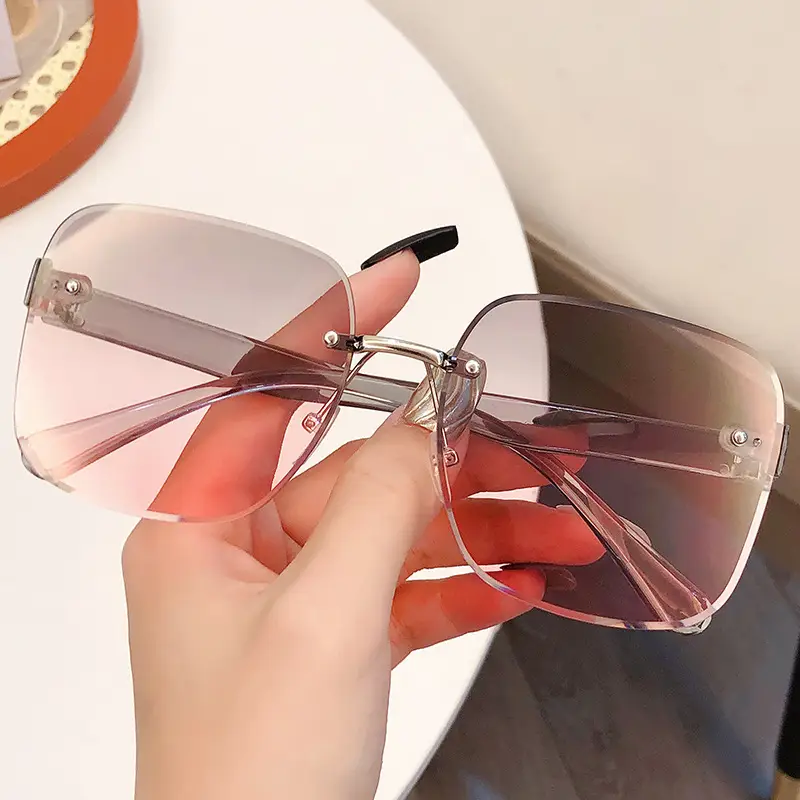 Women's Frameless Ocean Sunglasses UV Protection Large Frame - Image 3