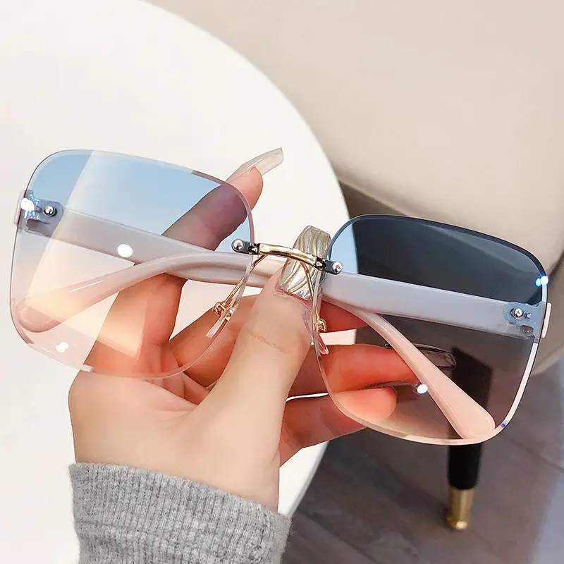 Women's Frameless Ocean Sunglasses UV Protection Large Frame - Image 4