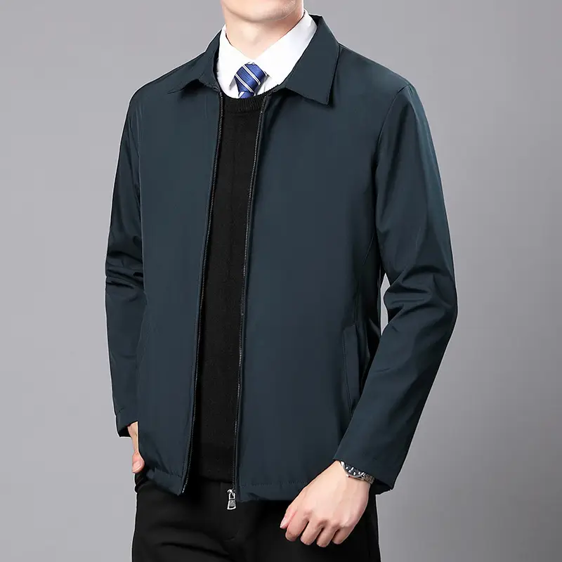 Men's Navy Blue Zipper Jacket Spring Autumn - Image 2