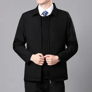 Men's Navy Blue Zipper Jacket Spring Autumn - Image 3