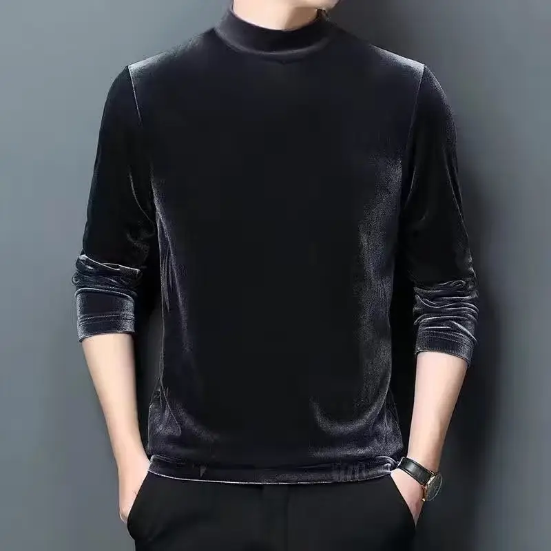 Men's Velvet Fleece Long Sleeve T-Shirt Maroon - Image 9