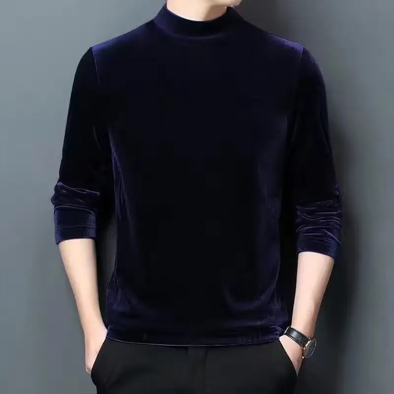Men's Velvet Fleece Long Sleeve T-Shirt Maroon - Image 10