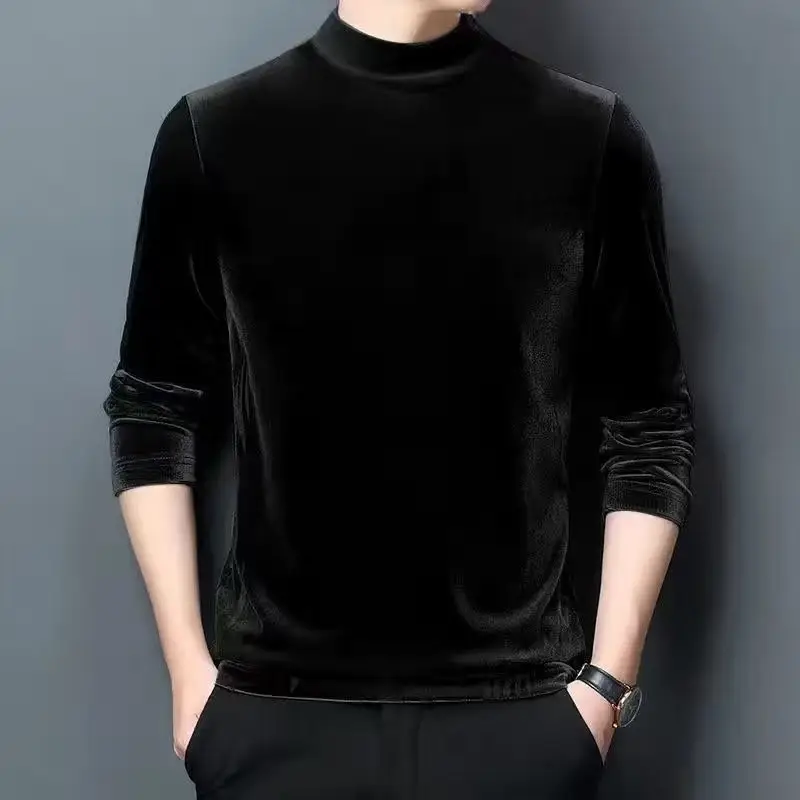 Men's Velvet Fleece Long Sleeve T-Shirt Maroon - Image 12